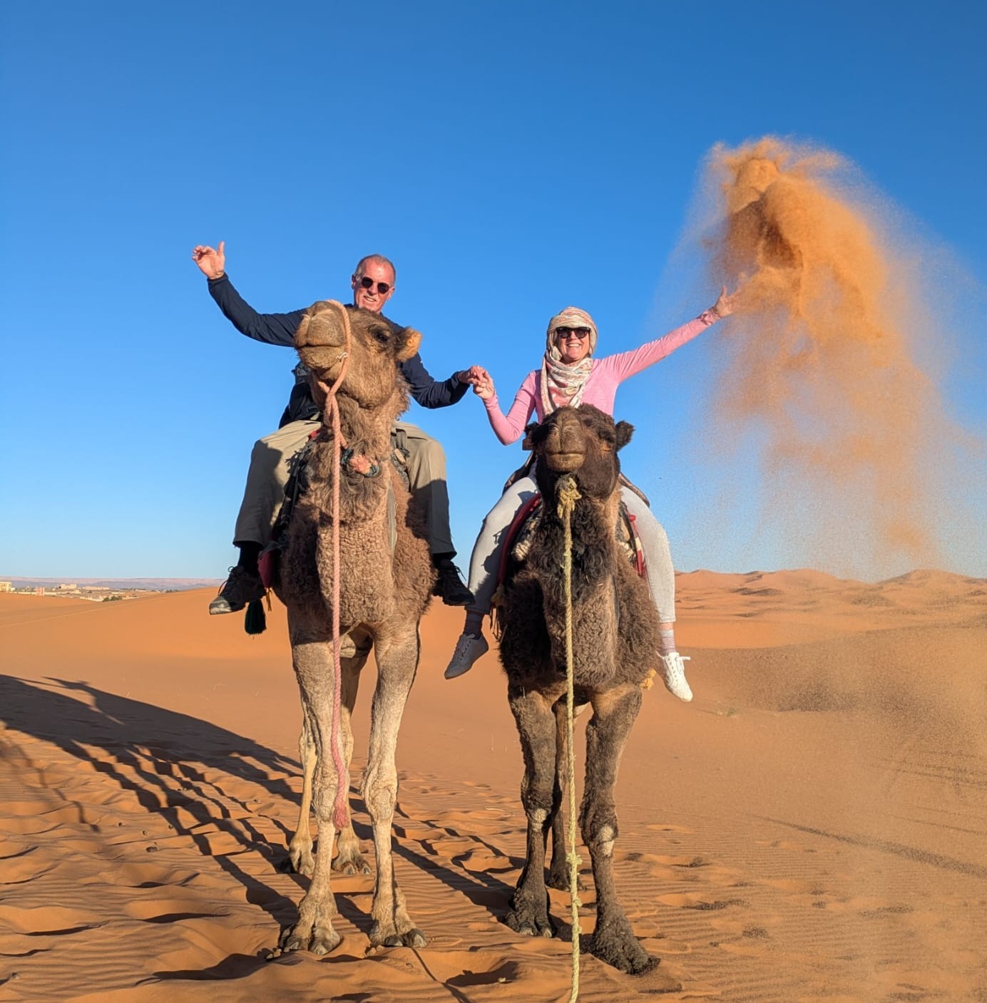 Hot‑air balloon at dawn over Morocco’s desert