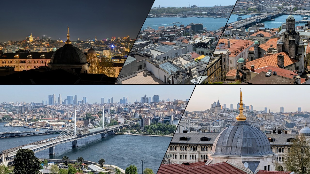 Istanbul skyline showing convergence across water and continents